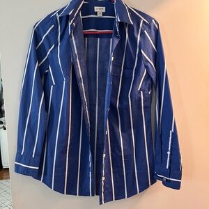 J. Crew Men's Blue and White Striped Shirt